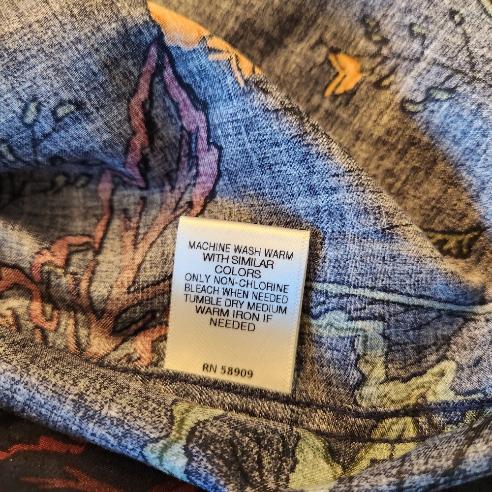 Murano Liquid Luxury Slim Fit Mens XL Navy Long Sleeve Button Up Floral - Picture 9 of 10